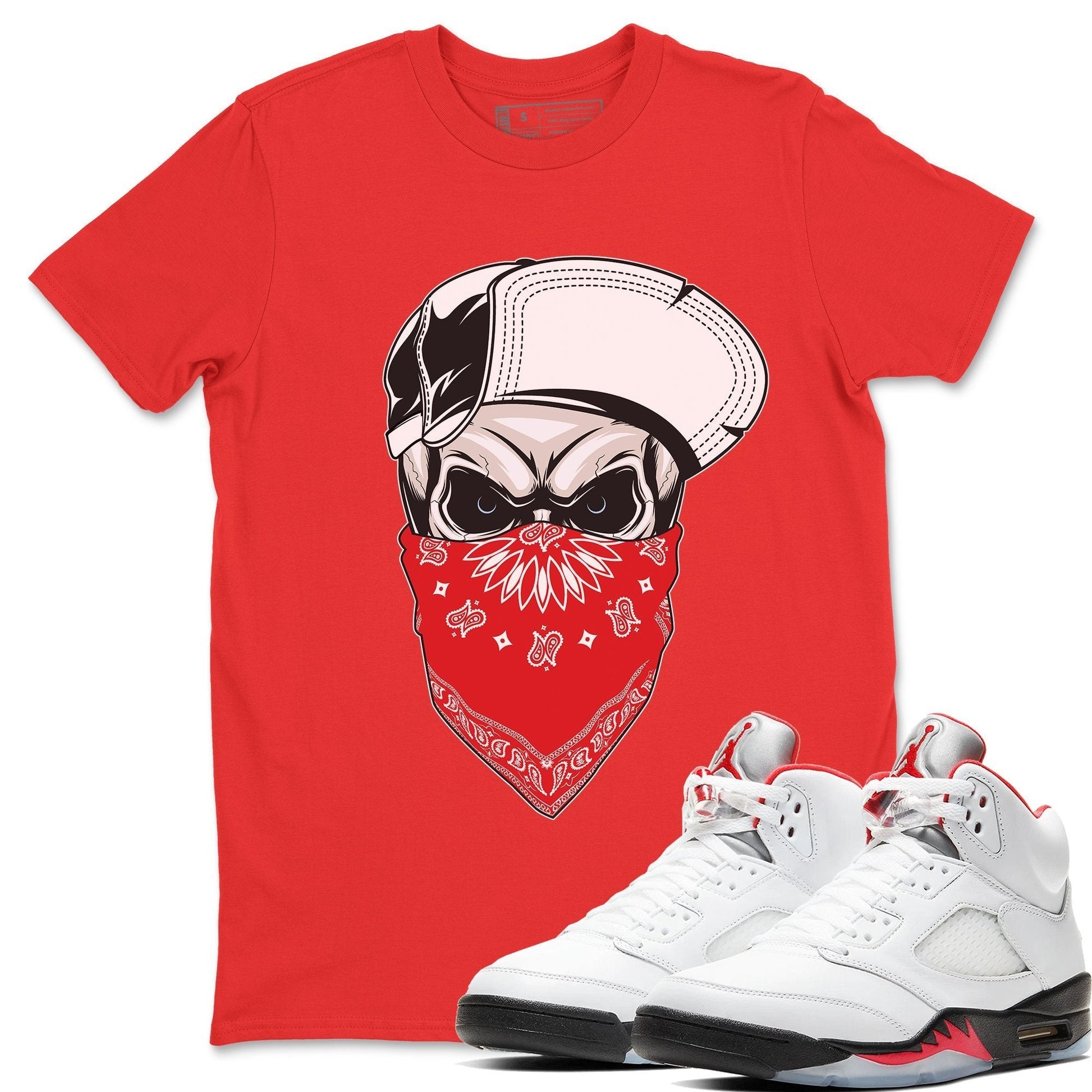 Jordan 5 Fire Red Sneaker Match Tees Skull Hat Sneaker Tees Jordan 5 Fire Red Sneaker Release Tees Unisex Shirts