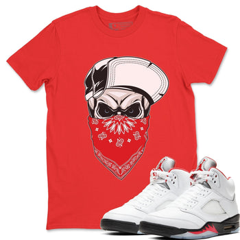 Jordan 5 Fire Red Sneaker Match Tees Skull Hat Sneaker Tees Jordan 5 Fire Red Sneaker Release Tees Unisex Shirts
