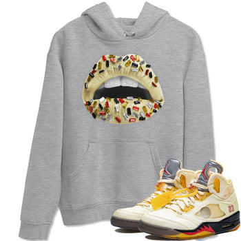 Jordan 5 OFF-WHITE Sail Sneaker Match Tees Lips Jewel Sneaker Tees Jordan 5 OFF-WHITE Sail Sneaker Release Tees Unisex Shirts