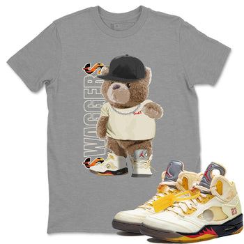 Jordan 5 OFF-WHITE Sail Sneaker Match Tees Bear Swaggers Sneaker Tees Jordan 5 OFF-WHITE Sail Sneaker Release Tees Unisex Shirts