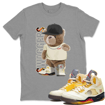 Jordan 5 OFF-WHITE Sail Sneaker Match Tees Bear Swaggers Sneaker Tees Jordan 5 OFF-WHITE Sail Sneaker Release Tees Unisex Shirts