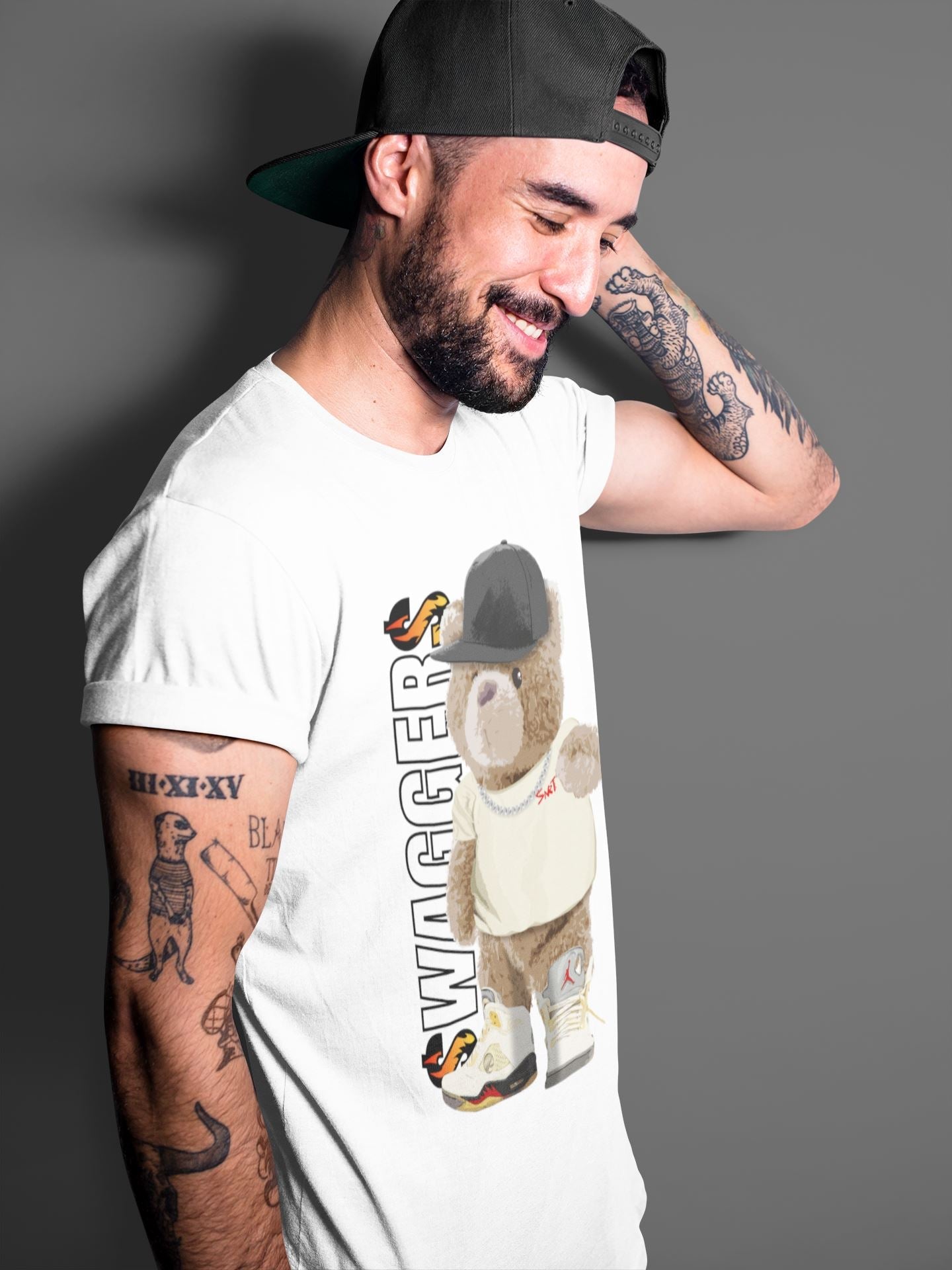 Jordan 5 OFF-WHITE Sail Sneaker Match Tees Bear Swaggers Sneaker Tees Jordan 5 OFF-WHITE Sail Sneaker Release Tees Unisex Shirts