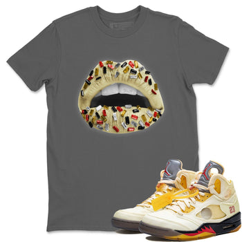 Jordan 5 OFF-WHITE Sail Sneaker Match Tees Lips Jewel Sneaker Tees Jordan 5 OFF-WHITE Sail Sneaker Release Tees Unisex Shirts