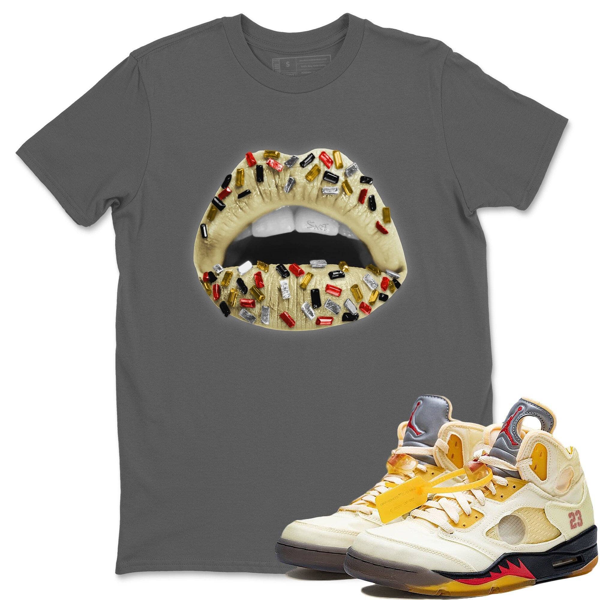 Jordan 5 OFF-WHITE Sail Sneaker Match Tees Lips Jewel Sneaker Tees Jordan 5 OFF-WHITE Sail Sneaker Release Tees Unisex Shirts