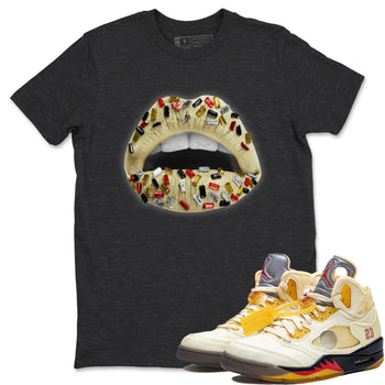 Jordan 5 OFF-WHITE Sail Sneaker Match Tees Lips Jewel Sneaker Tees Jordan 5 OFF-WHITE Sail Sneaker Release Tees Unisex Shirts