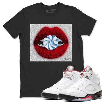 Jordan 5 Fire Red Sneaker Match Tees Lips Candy Sneaker Tees Jordan 5 Fire Red Sneaker Release Tees Unisex Shirts