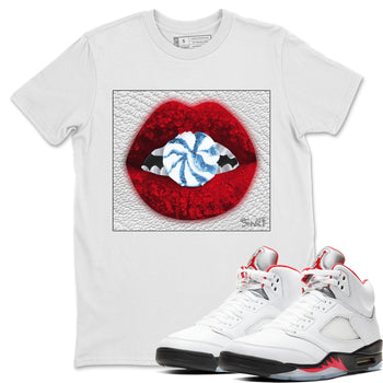 Jordan 5 Fire Red Sneaker Match Tees Lips Candy Sneaker Tees Jordan 5 Fire Red Sneaker Release Tees Unisex Shirts