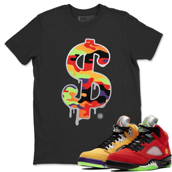 Jordan 5 What The Sneaker Match Tees Dollar Camo Sneaker Tees Jordan 5 What The Sneaker Release Tees Unisex Shirts