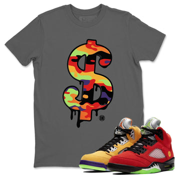 Jordan 5 What The Sneaker Match Tees Dollar Camo Sneaker Tees Jordan 5 What The Sneaker Release Tees Unisex Shirts