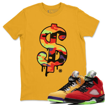 Jordan 5 What The Sneaker Match Tees Dollar Camo Sneaker Tees Jordan 5 What The Sneaker Release Tees Unisex Shirts