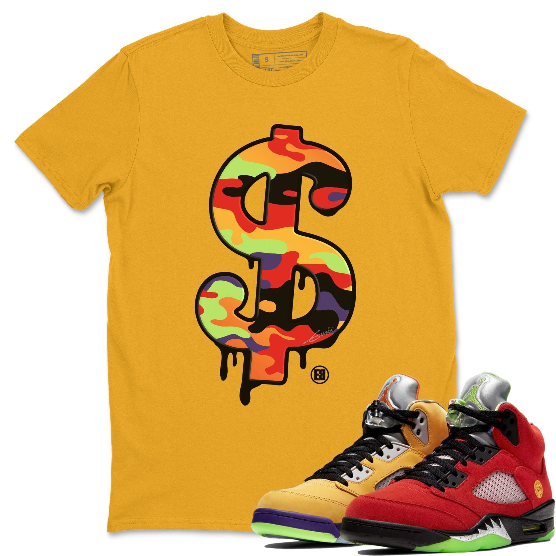 Jordan 5 What The Sneaker Match Tees Dollar Camo Sneaker Tees Jordan 5 What The Sneaker Release Tees Unisex Shirts