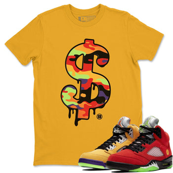 Jordan 5 What The Sneaker Match Tees Dollar Camo Sneaker Tees Jordan 5 What The Sneaker Release Tees Unisex Shirts
