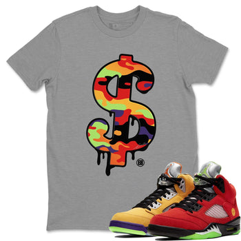 Jordan 5 What The Sneaker Match Tees Dollar Camo Sneaker Tees Jordan 5 What The Sneaker Release Tees Unisex Shirts