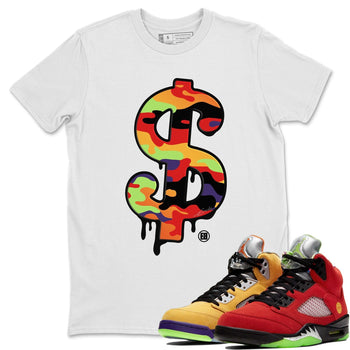 Jordan 5 What The Sneaker Match Tees Dollar Camo Sneaker Tees Jordan 5 What The Sneaker Release Tees Unisex Shirts