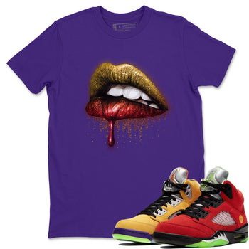 Jordan 5 What The Sneaker Match Tees Dripping Lips Sneaker Tees Jordan 5 What The Sneaker Release Tees Unisex Shirts