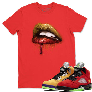 Jordan 5 What The Sneaker Match Tees Dripping Lips Sneaker Tees Jordan 5 What The Sneaker Release Tees Unisex Shirts