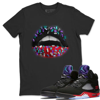 Jordan 5 Top 3 Sneaker Match Tees Lips Jewel Sneaker Tees Jordan 5 Top 3 Sneaker Release Tees Unisex Shirts