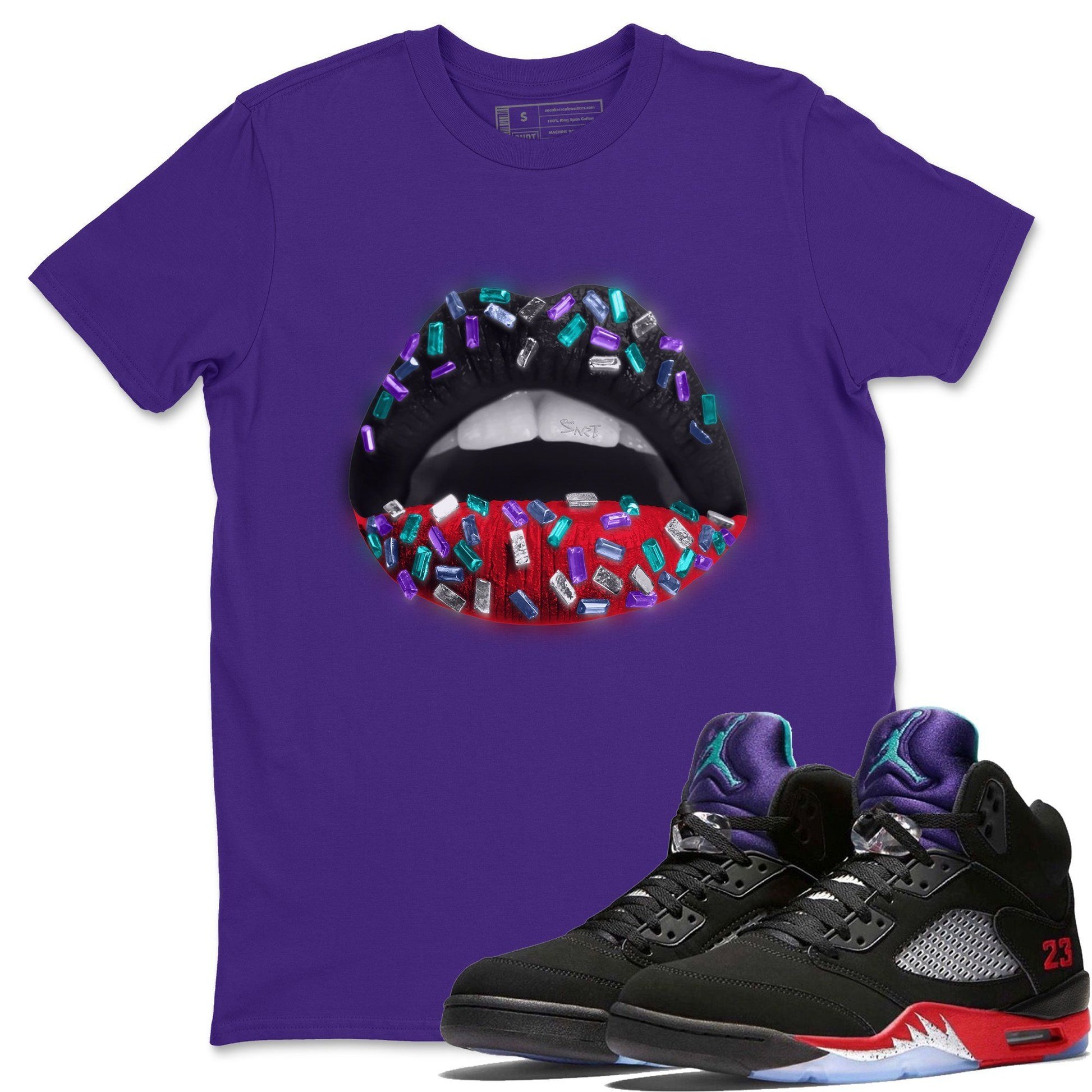 Jordan 5 Top 3 Sneaker Match Tees Lips Jewel Sneaker Tees Jordan 5 Top 3 Sneaker Release Tees Unisex Shirts