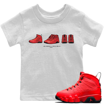 Jordan 9 Chile Red Sneaker Match Tees Air Jordan 9 Prelude Sneaker Tees Jordan 9 Chile Red Sneaker Release Tees Kids Shirts