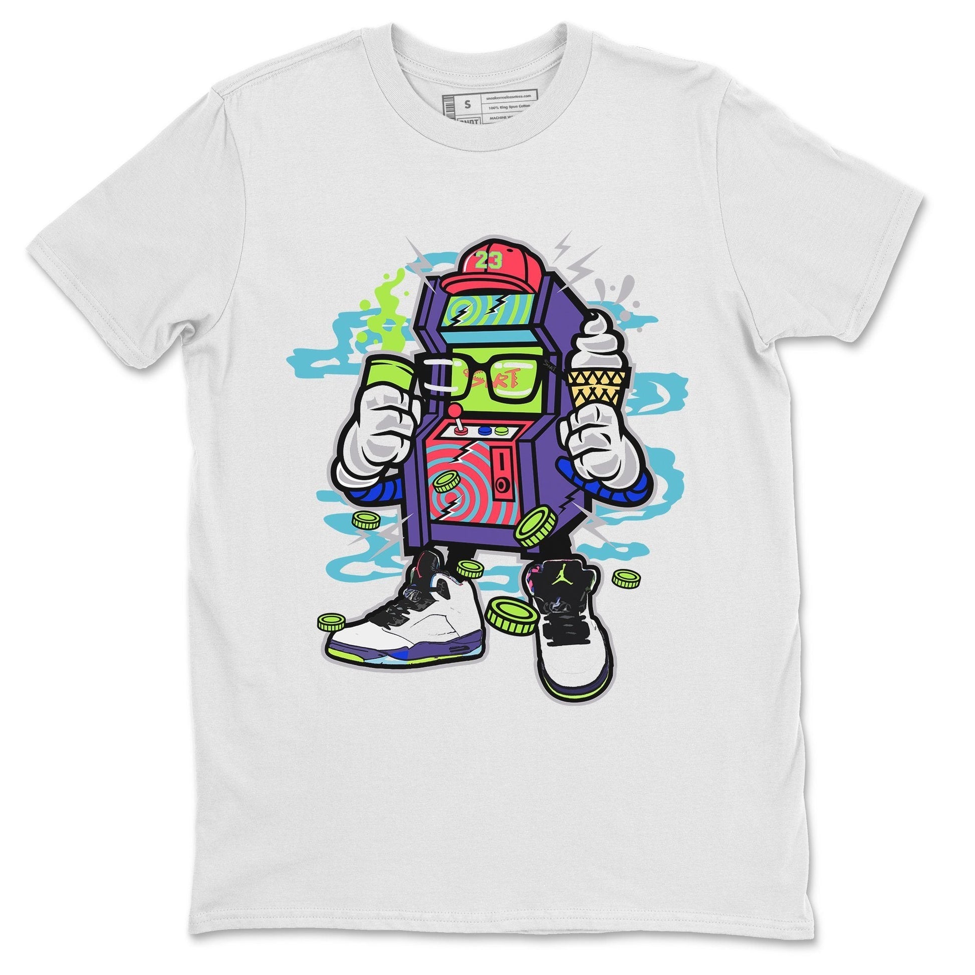 Jordan 5 Ghost Green Sneaker Match Tees Arcade Game Machine Sneaker Tees Jordan 5 Ghost Green Sneaker Release Tees Unisex Shirts