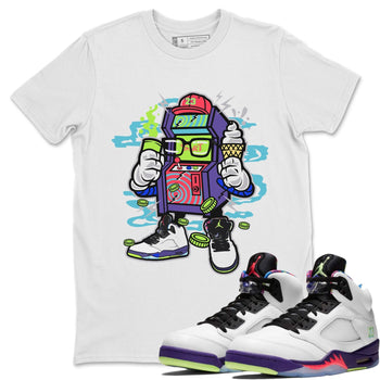 Jordan 5 Ghost Green Sneaker Match Tees Arcade Game Machine Sneaker Tees Jordan 5 Ghost Green Sneaker Release Tees Unisex Shirts