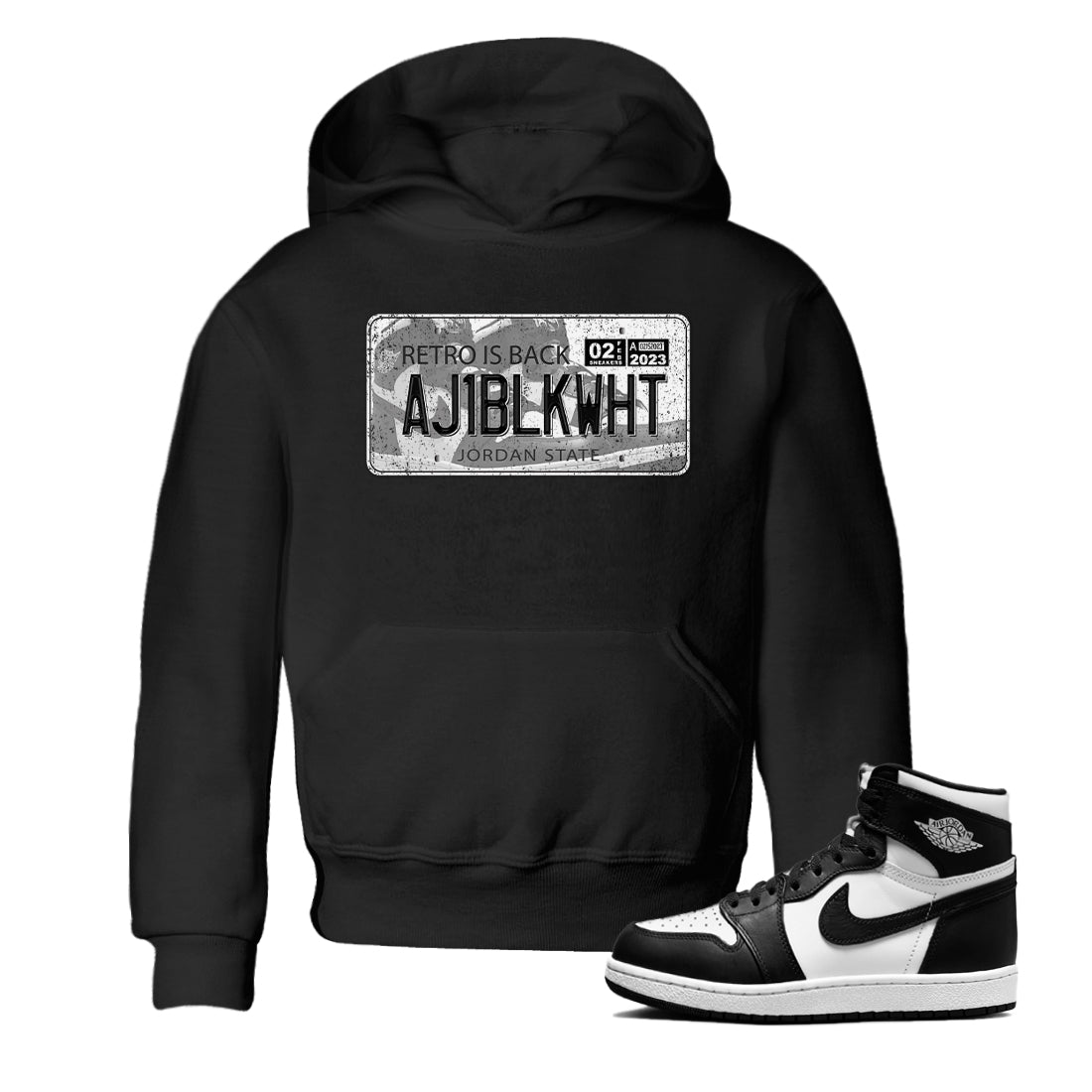 Air Jordan 1 Black White Sneaker Match Tees Jordan Plate Sneaker Tees Air Jordan 1 Black White Sneaker Release Tees Kids Shirts