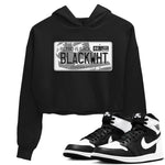 1s Black White shirt to match jordans Jordan Plate sneaker tees Air Jordan 1 Black White SNRT Sneaker Release Tees Black 1 crop length shirt