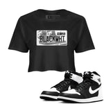 1s Black White shirt to match jordans Jordan Plate sneaker tees Air Jordan 1 Black White SNRT Sneaker Release Tees Black 1 crop length shirt