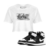 1s Black White shirt to match jordans Jordan Plate sneaker tees Air Jordan 1 Black White SNRT Sneaker Release Tees White 1 crop length shirt