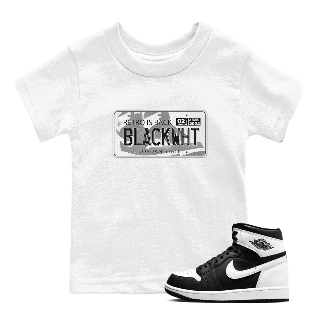 1s Black White shirt to match jordans Jordan Plate sneaker tees Air Jordan 1 Black White SNRT sneaker release tees baby toddler White 1 cotton Shirt