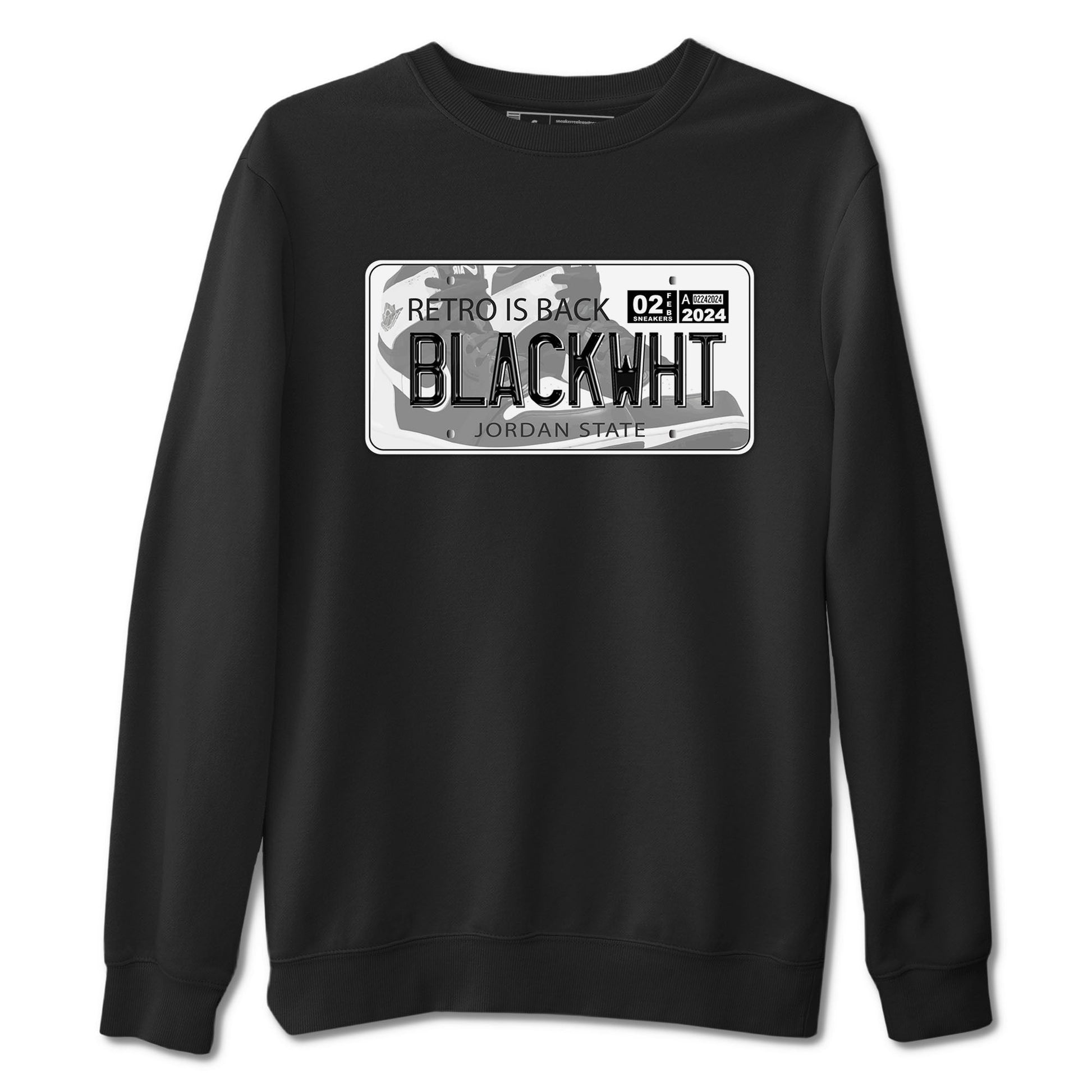 1s Black White shirt to match jordans Jordan Plate sneaker tees Air Jordan 1 Black White SNRT Sneaker Release Tees unisex cotton Black 2 crew neck shirt