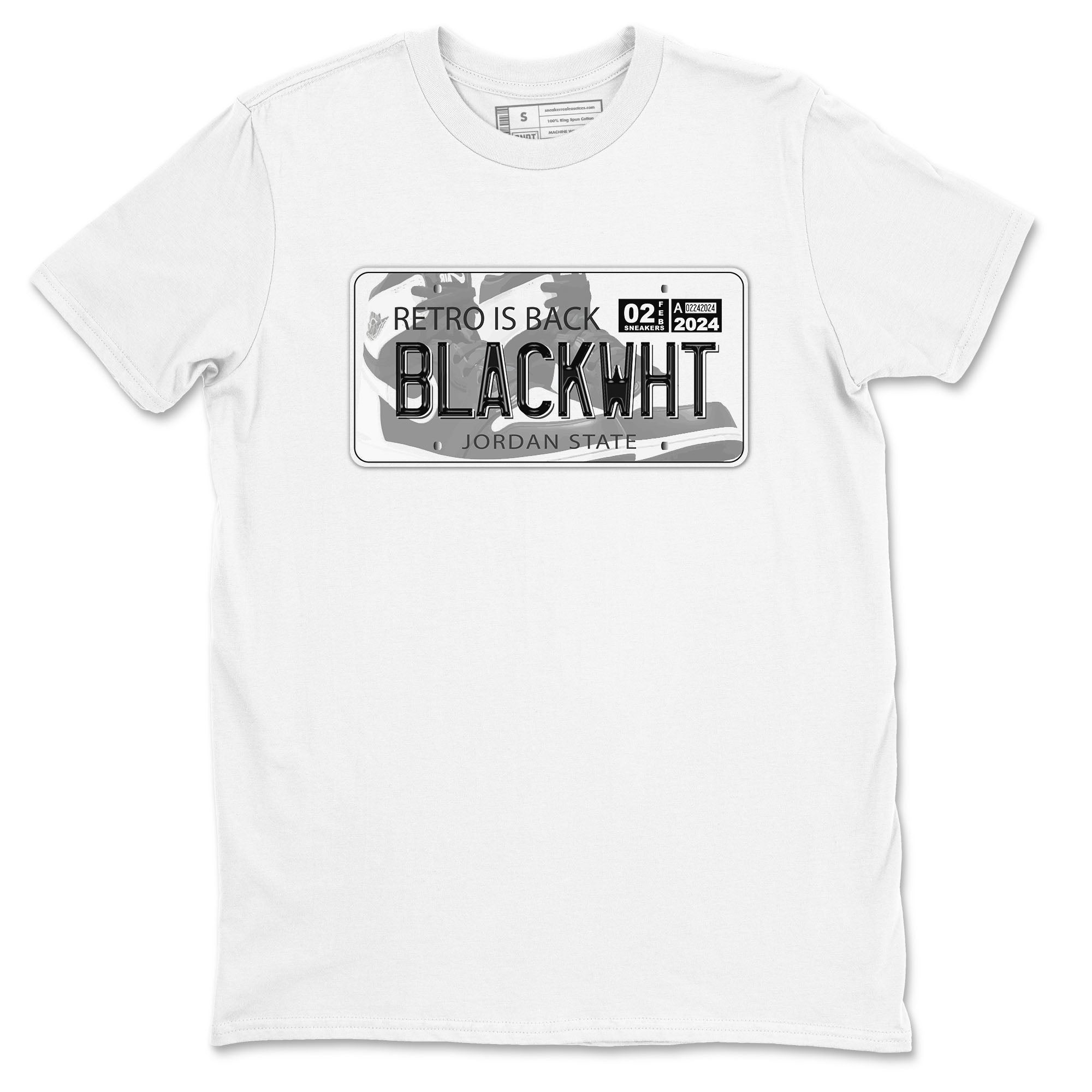 1s Black White shirt to match jordans Jordan Plate sneaker tees Air Jordan 1 Black White SNRT Sneaker Release Tees unisex cotton White 2 crew neck shirt