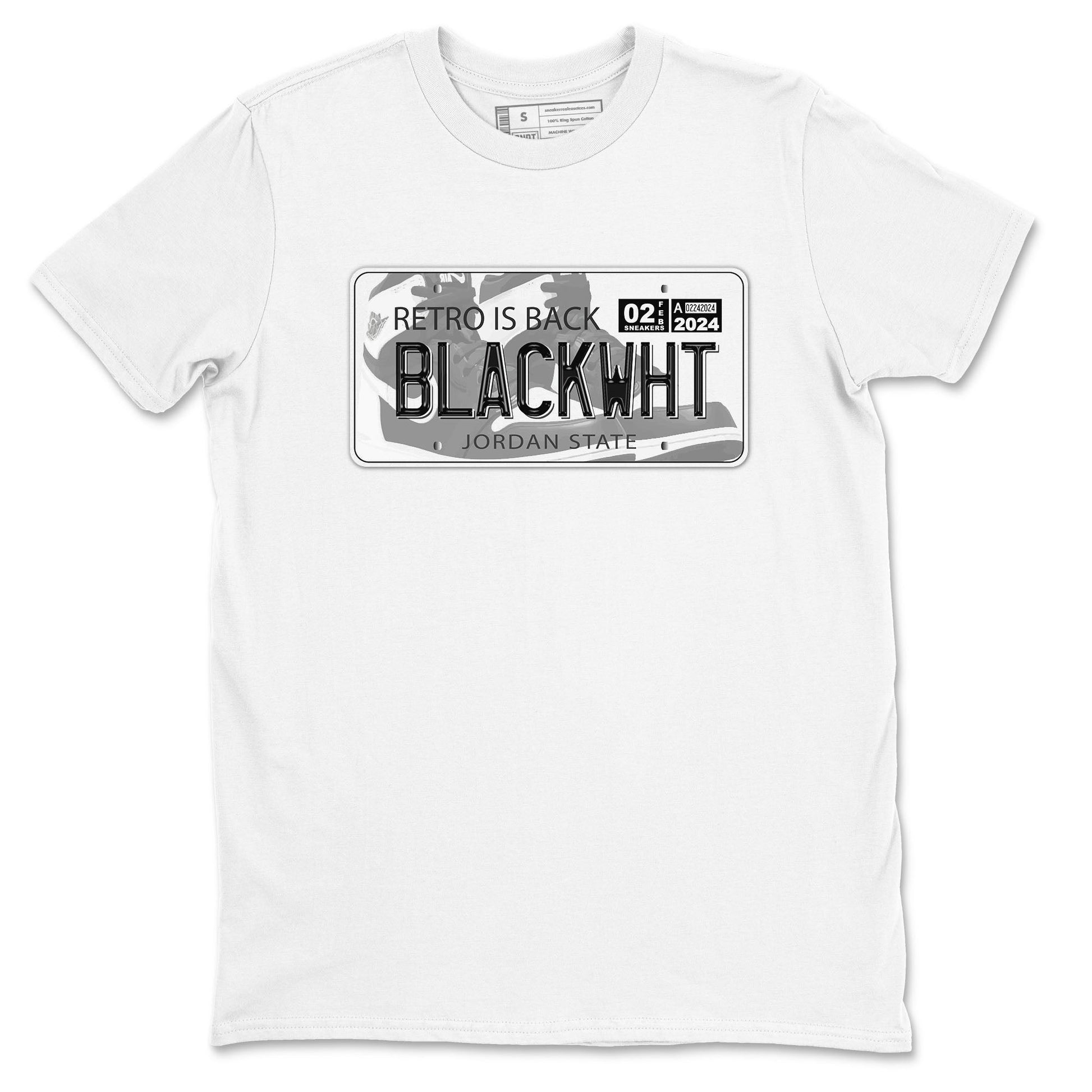 1s Black White shirt to match jordans Jordan Plate sneaker tees Air Jordan 1 Black White SNRT Sneaker Release Tees unisex cotton White 2 crew neck shirt