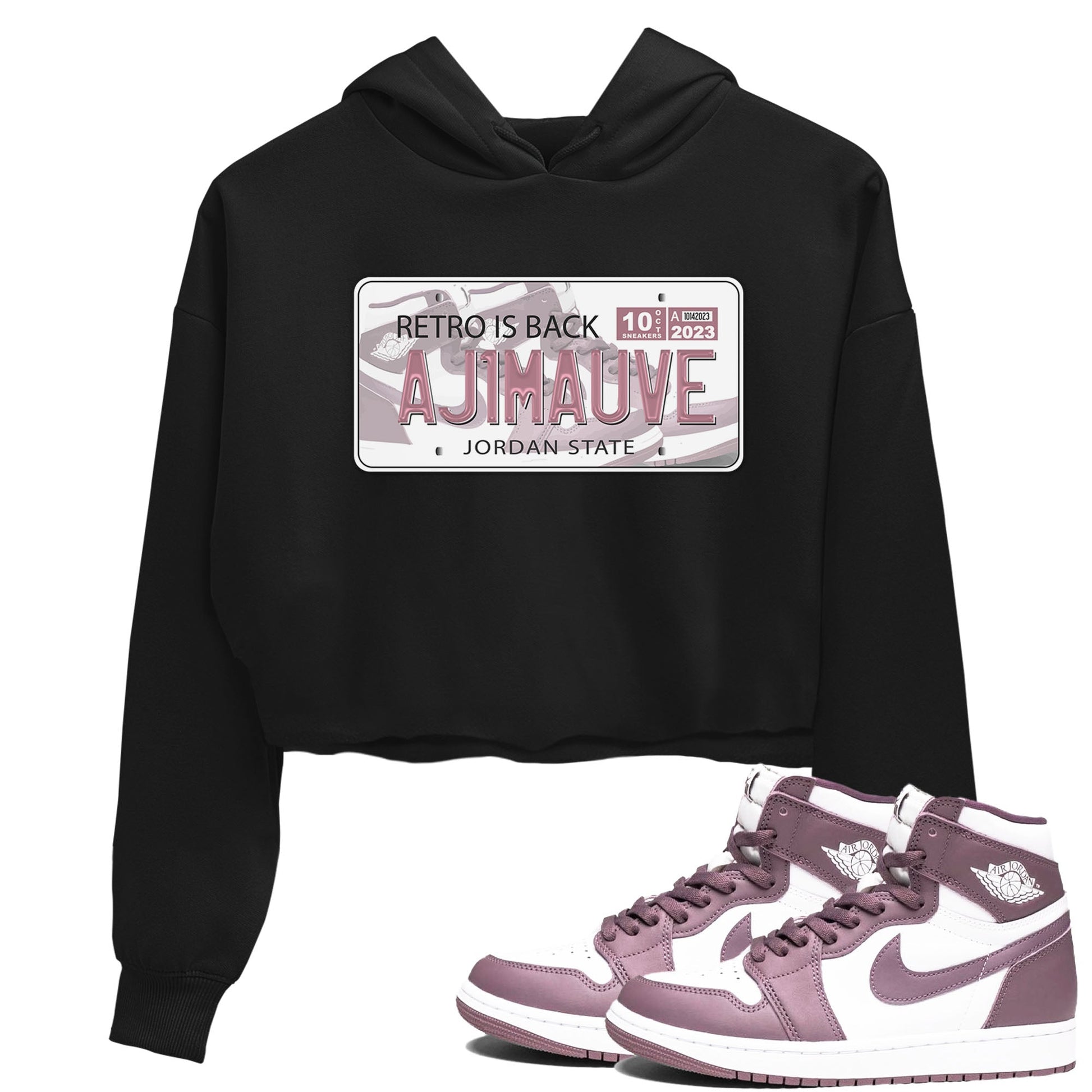 Air Jordan 1 Mauve shirt to match jordans Jordan Plate sneaker tees AJ1 Mauve SNRT Sneaker Tees Sneaker Matching Clothing Brand Black 1 Crop T-Shirt
