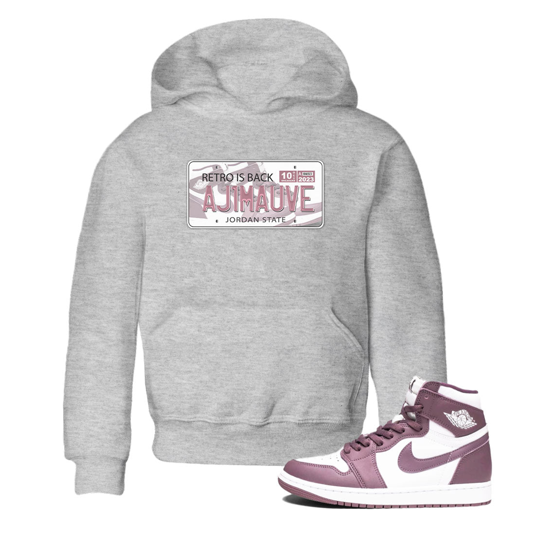 Air Jordan 1 Mauve shirt to match jordans Jordan Plate sneaker tees AJ1 Mauve SNRT Sneaker Tees Sneaker Matching Clothing Brand Baby Toddler Heather Grey 1 T-Shirt