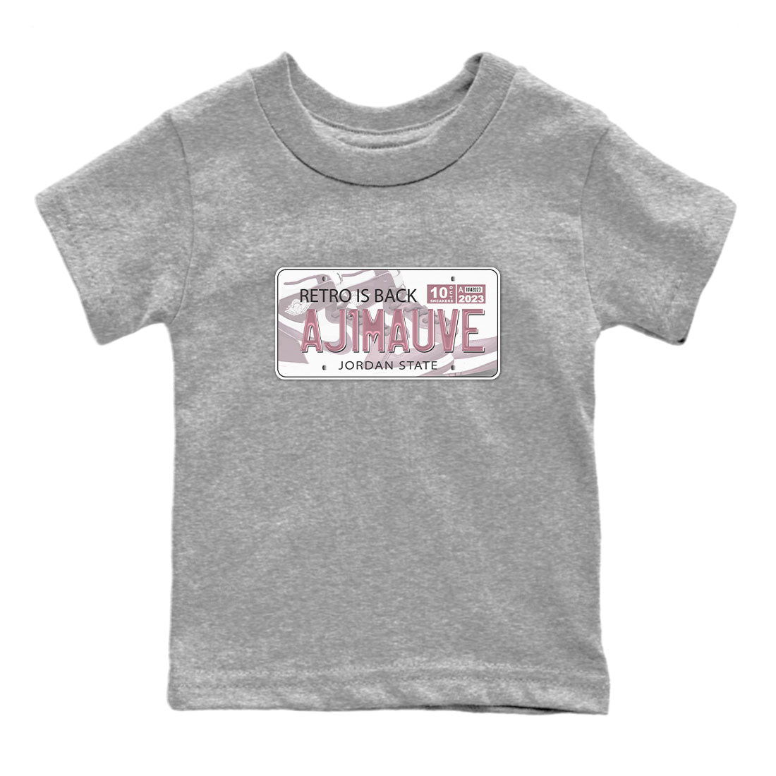 Air Jordan 1 Mauve shirt to match jordans Jordan Plate sneaker tees AJ1 Mauve SNRT Sneaker Tees Sneaker Matching Clothing Brand Baby Toddler Heather Grey 2 T-Shirt