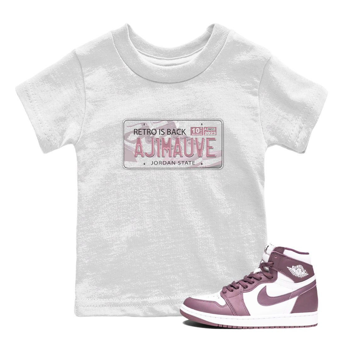 Air Jordan 1 Mauve shirt to match jordans Jordan Plate sneaker tees AJ1 Mauve SNRT Sneaker Tees Sneaker Matching Clothing Brand Baby Toddler White 1 T-Shirt