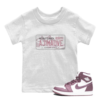 Air Jordan 1 Mauve shirt to match jordans Jordan Plate sneaker tees AJ1 Mauve SNRT Sneaker Tees Sneaker Matching Clothing Brand Baby Toddler White 1 T-Shirt
