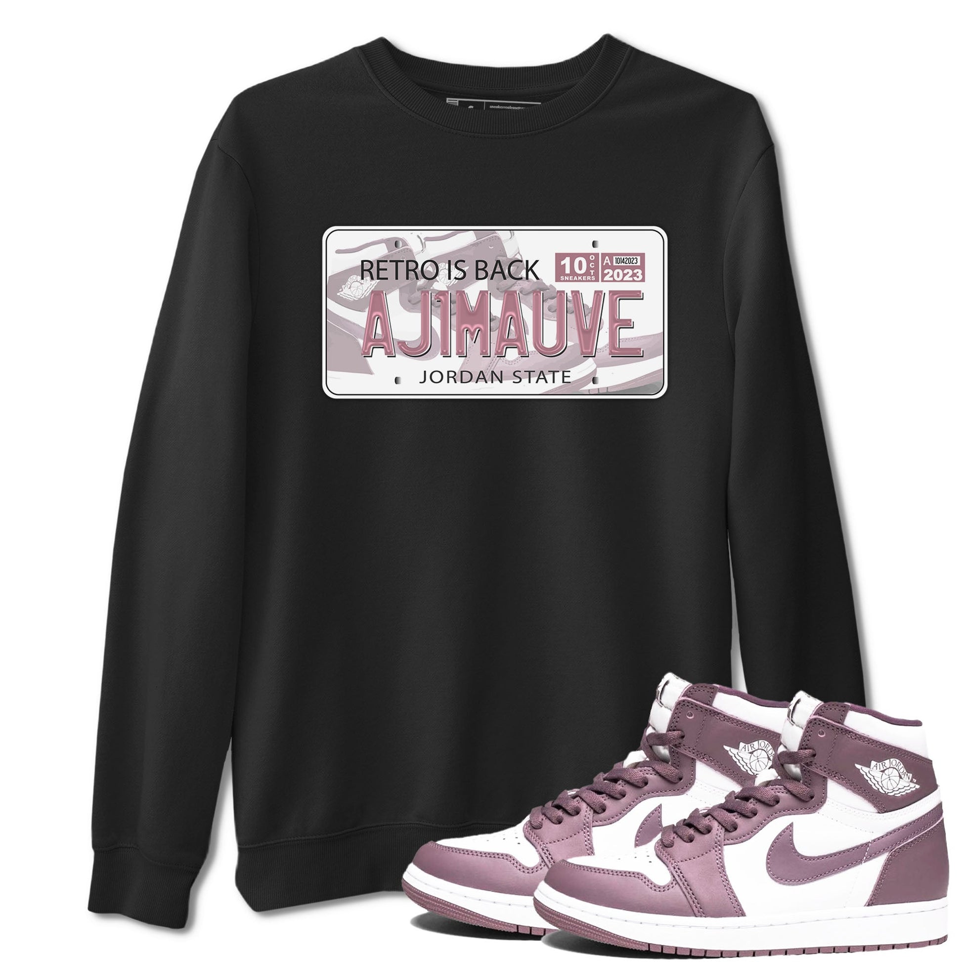 Air Jordan 1 Mauve shirt to match jordans Jordan Plate sneaker tees AJ1 Mauve SNRT Sneaker Tees Sneaker Matching Clothing Brand Unisex Sneaker Tee Black 1 T-Shirt