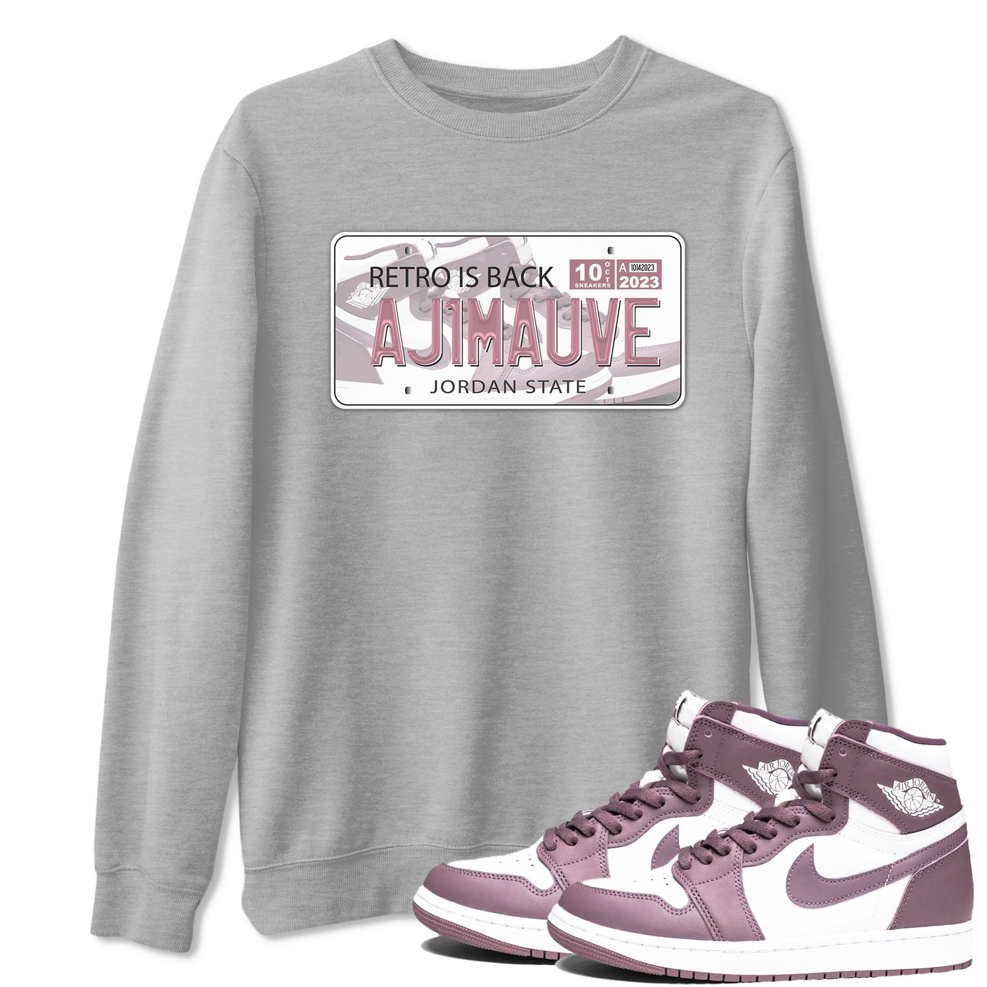 Air Jordan 1 Mauve shirt to match jordans Jordan Plate sneaker tees AJ1 Mauve SNRT Sneaker Tees Sneaker Matching Clothing Brand Unisex Sneaker Tee Heather Grey 1 T-Shirt