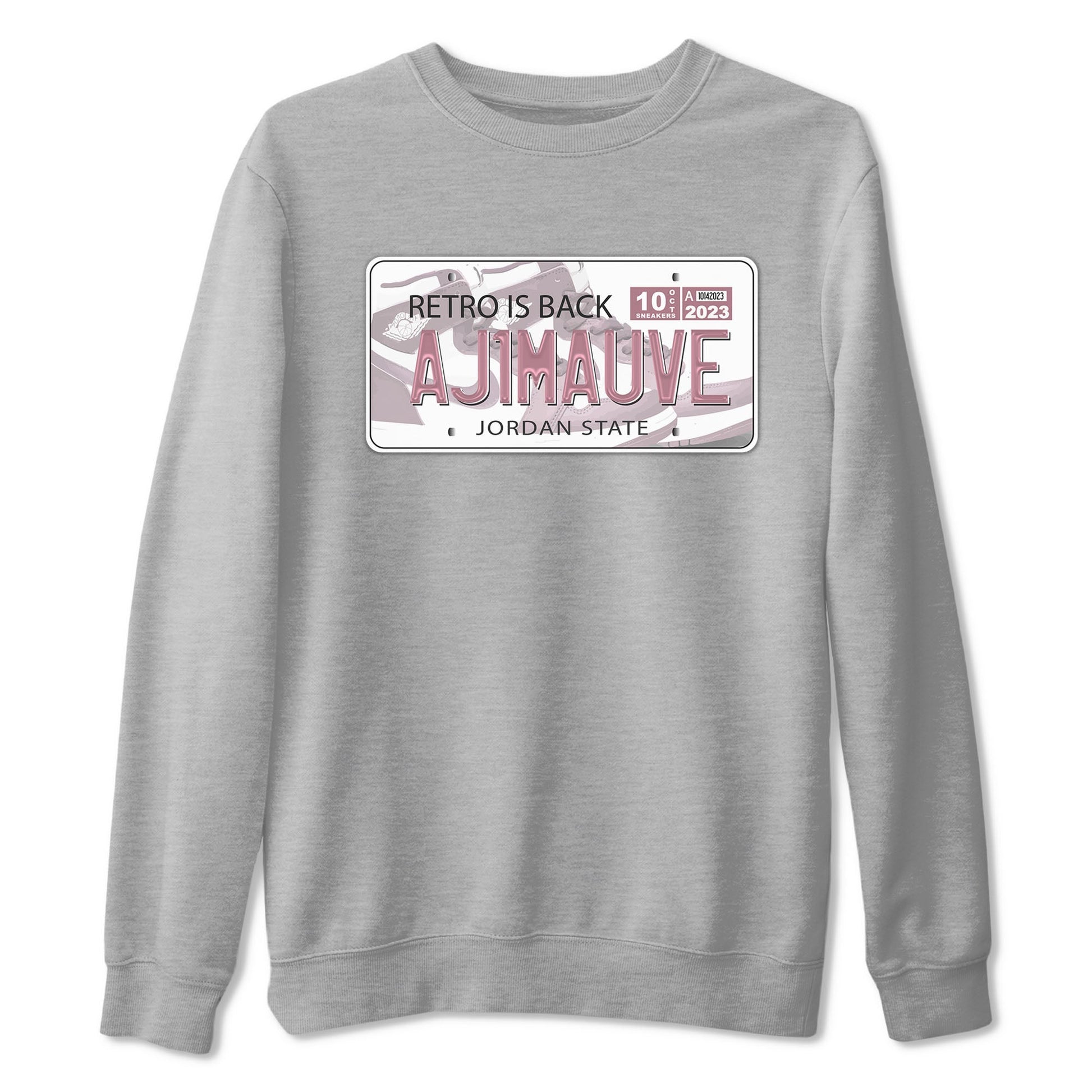 Air Jordan 1 Mauve shirt to match jordans Jordan Plate sneaker tees AJ1 Mauve SNRT Sneaker Tees Sneaker Matching Clothing Brand Unisex Sneaker Tee Heather Grey 2 T-Shirt