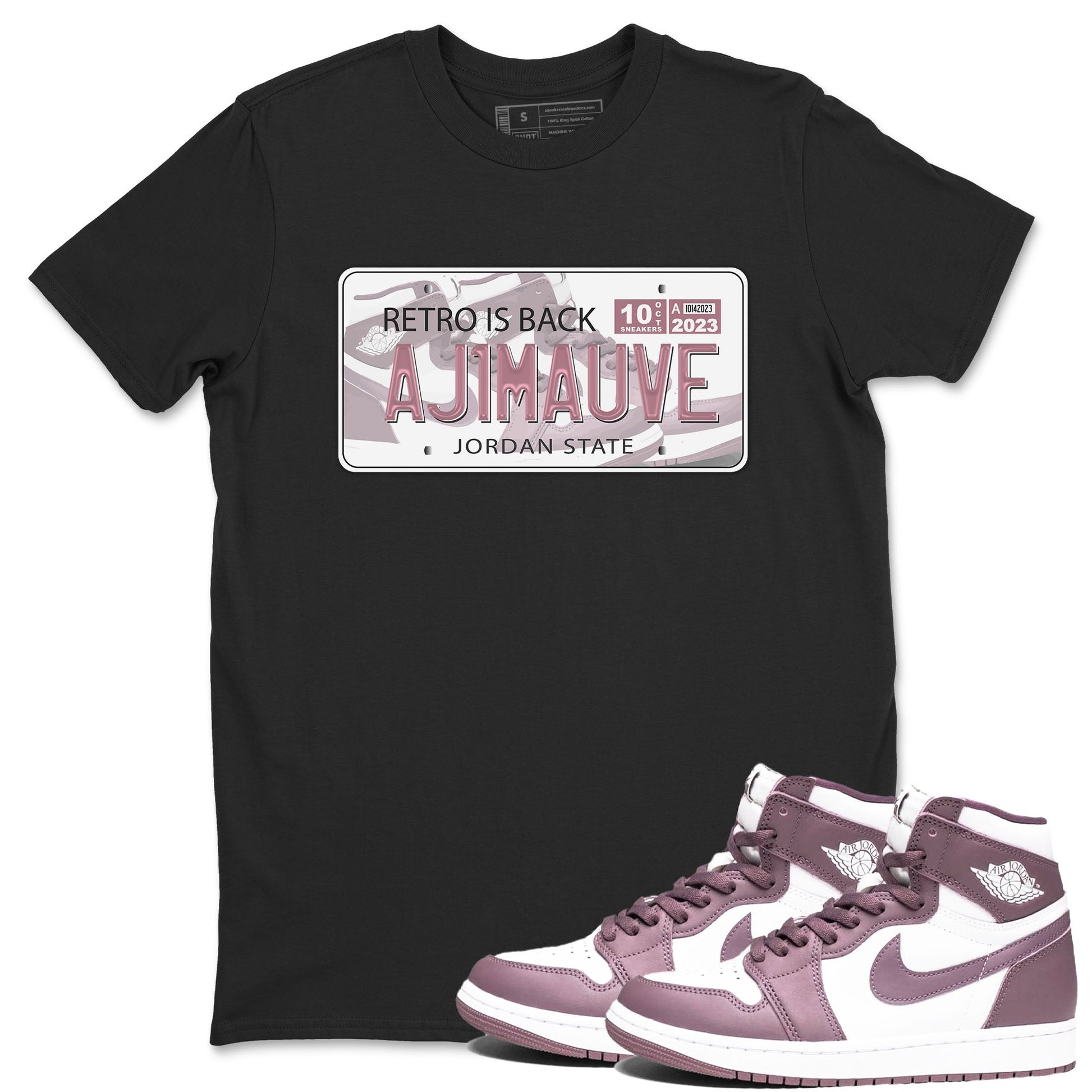 Air Jordan 1 Mauve shirt to match jordans Jordan Plate sneaker tees AJ1 Mauve SNRT Sneaker Tees Sneaker Matching Clothing Brand Unisex Sneaker Tee Black 1 T-Shirt