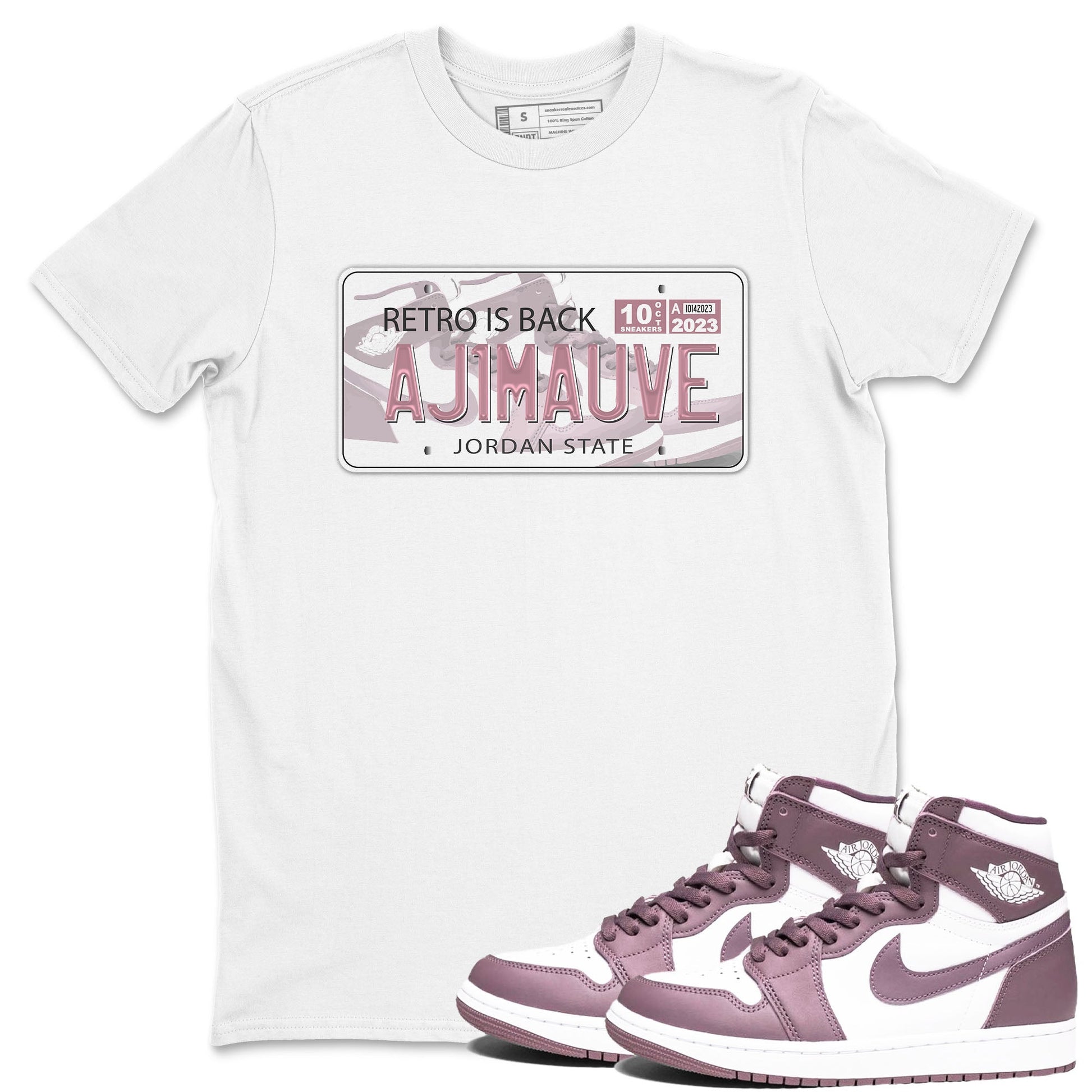 Air Jordan 1 Mauve shirt to match jordans Jordan Plate sneaker tees AJ1 Mauve SNRT Sneaker Tees Sneaker Matching Clothing Brand Unisex Sneaker Tee White 1 T-Shirt