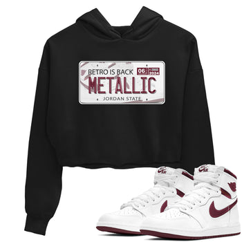 AJ1 Metalic Burgundy shirt to match jordans Jordan Plate sneaker tees Air Jordan 1 Metalic Burgundy SNRT Sneaker Release Tees Black 1 crop length shirt