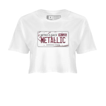 AJ1 Metalic Burgundy shirt to match jordans Jordan Plate sneaker tees Air Jordan 1 Metalic Burgundy SNRT Sneaker Release Tees White 2 crop length shirt