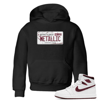 AJ1 Metalic Burgundy shirt to match jordans Jordan Plate sneaker tees Air Jordan 1 Metalic Burgundy SNRT sneaker release tees baby toddler Black 1 cotton Shirt