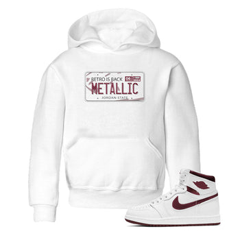 AJ1 Metalic Burgundy shirt to match jordans Jordan Plate sneaker tees Air Jordan 1 Metalic Burgundy SNRT sneaker release tees baby toddler White 1 cotton Shirt