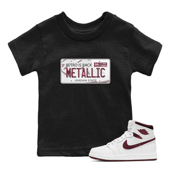 AJ1 Metalic Burgundy shirt to match jordans Jordan Plate sneaker tees Air Jordan 1 Metalic Burgundy SNRT sneaker release tees baby toddler Black 1 cotton Shirt