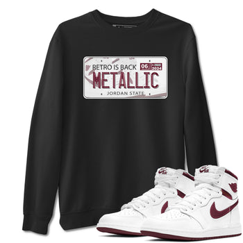AJ1 Metalic Burgundy shirt to match jordans Jordan Plate sneaker tees Air Jordan 1 Metalic Burgundy SNRT Sneaker Release Tees unisex cotton Black 1 crew neck shirt