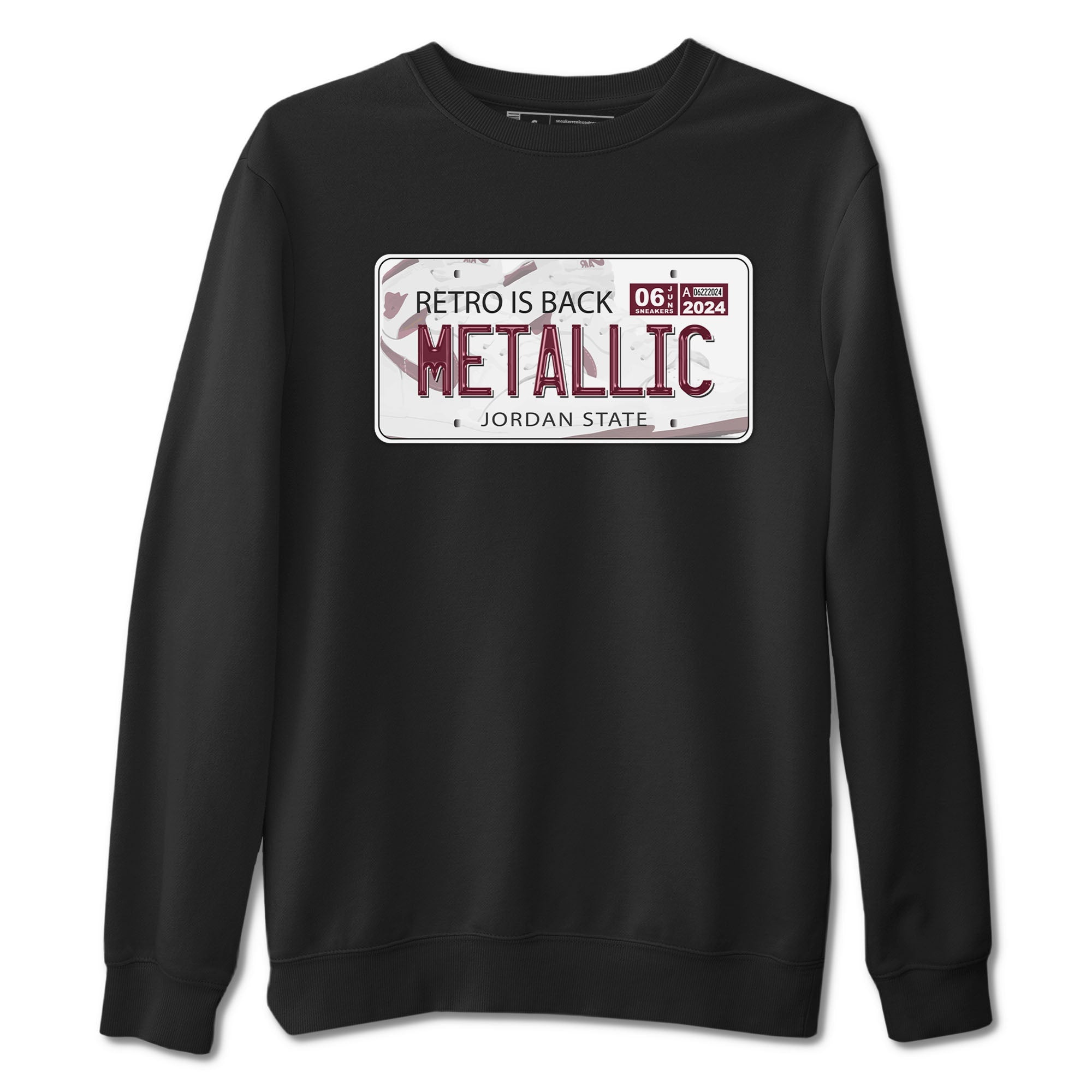 AJ1 Metalic Burgundy shirt to match jordans Jordan Plate sneaker tees Air Jordan 1 Metalic Burgundy SNRT Sneaker Release Tees unisex cotton Black 2 crew neck shirt